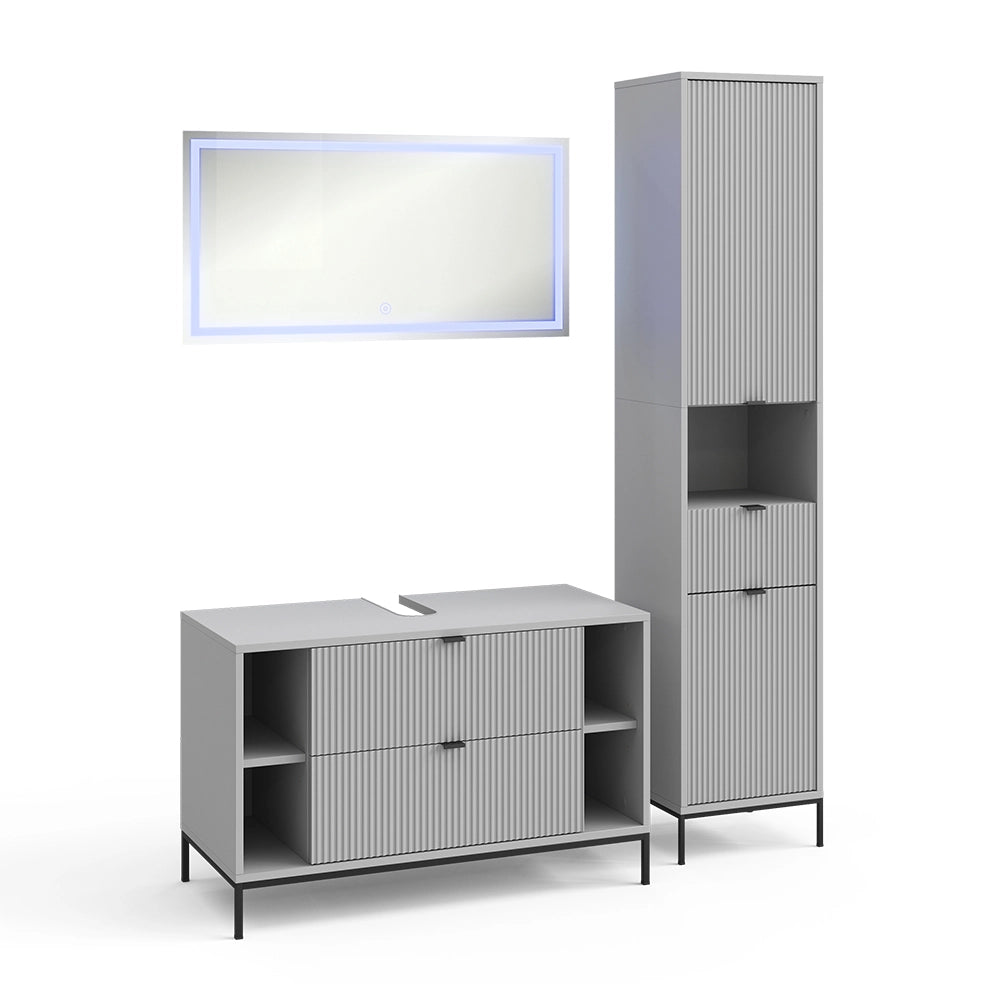 Vicco Set di mobili da bagno Grigio 3 parti