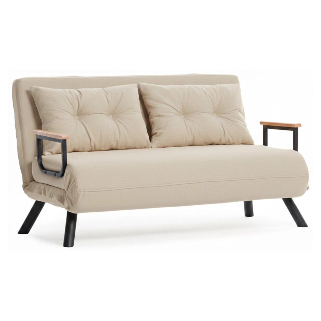 Calvin, Divano Letto 2 Posti Contenitore, 133x78 cm Beige