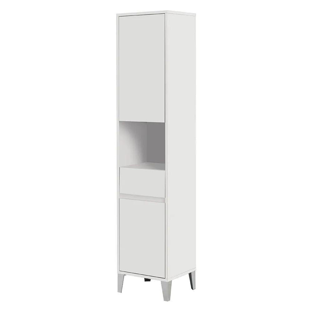 Armadio bagno da terra L. 40 cm Way bianco lucido con vano a giorno