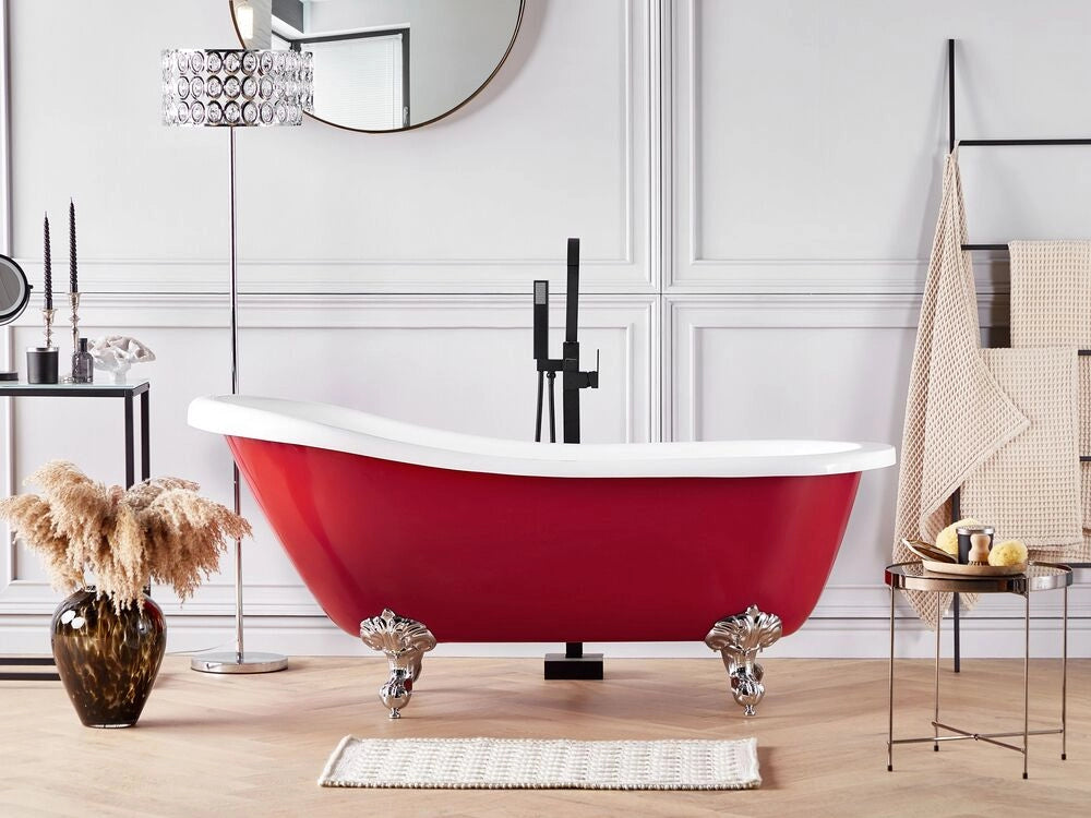 Vasca da Bagno Freestanding in Acrilico Sanitario Rosso 153 x 77 cm