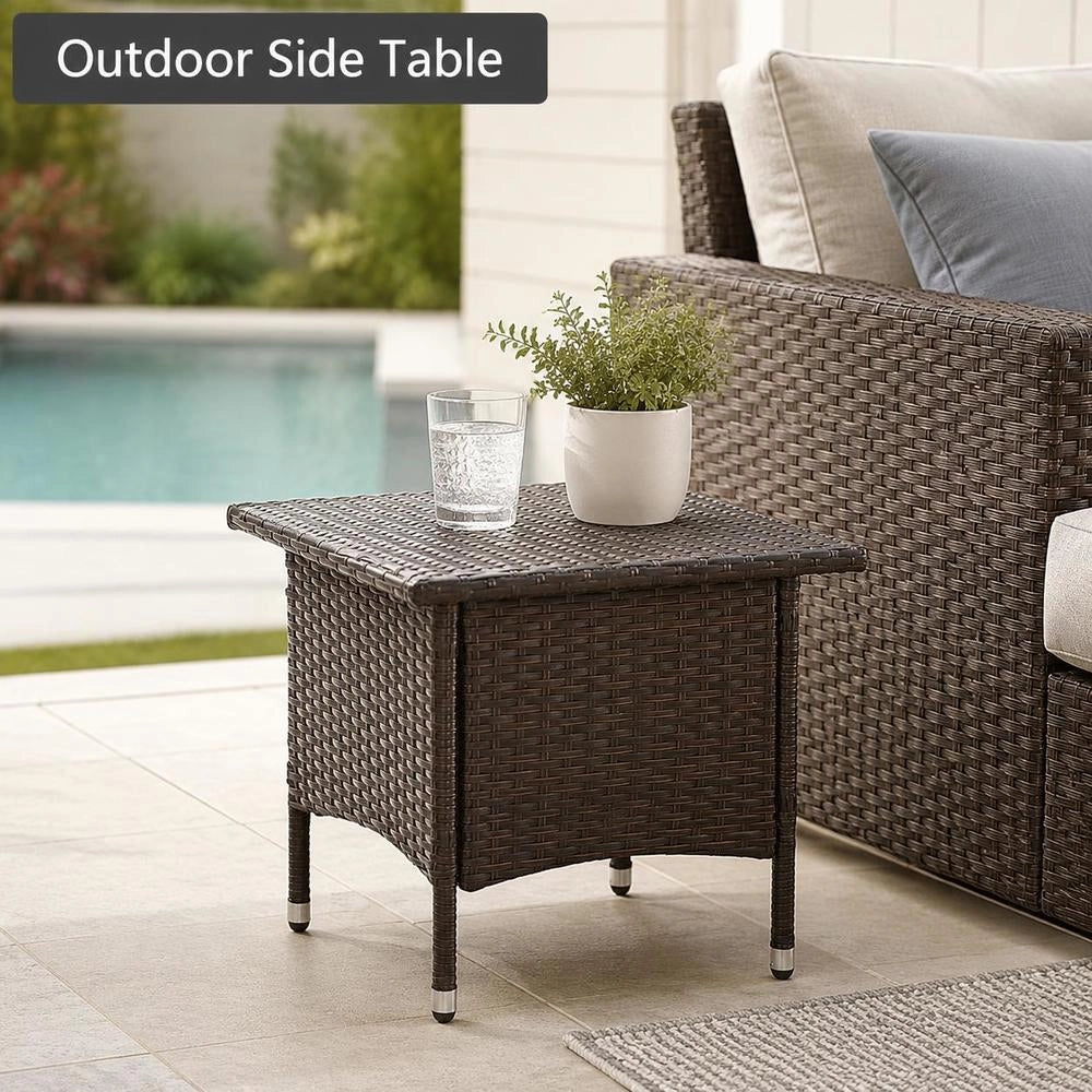 Side Table, Brown, 50x50x47 Cm, Poly Rattan