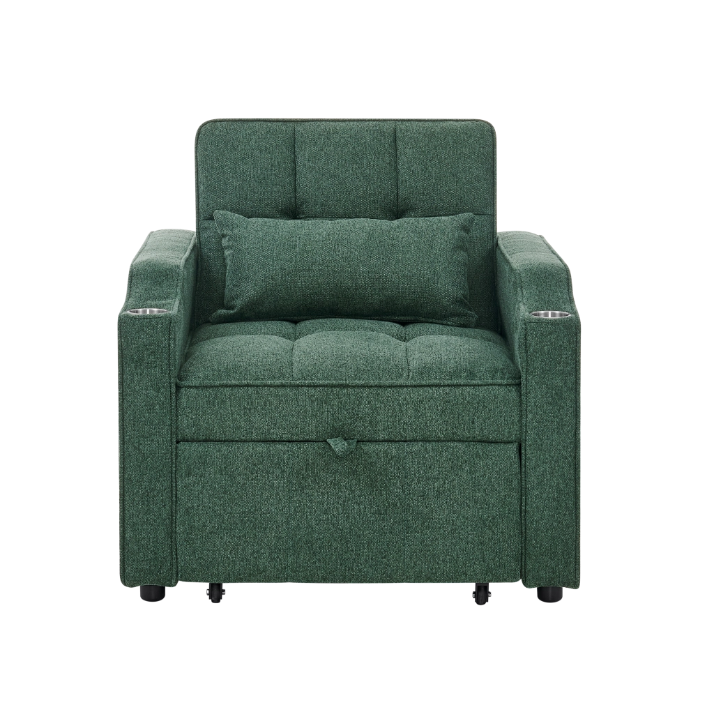 Divano Letto con USB ¨C MINIMAL ¨C Verde, Trasformabile