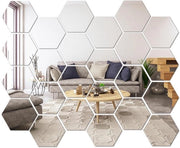 Pannelli di specchio autoadesivi - 24 pezzi - angolo 60° - acrilico - decorazione per parete - facile da installare - superficie liscia - adesivo per parete