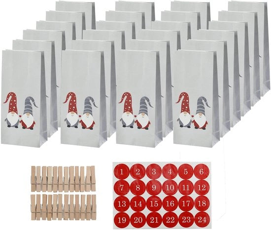 Calendario di Natale da riempire da solo - 24 sacchetti di carta - 24