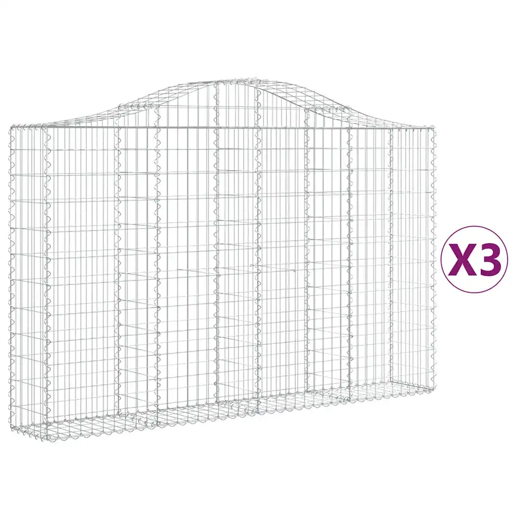 Cesti Gabbioni ad Arco 3 pz 200x30x120/140 cm Ferro Zincato 3145452