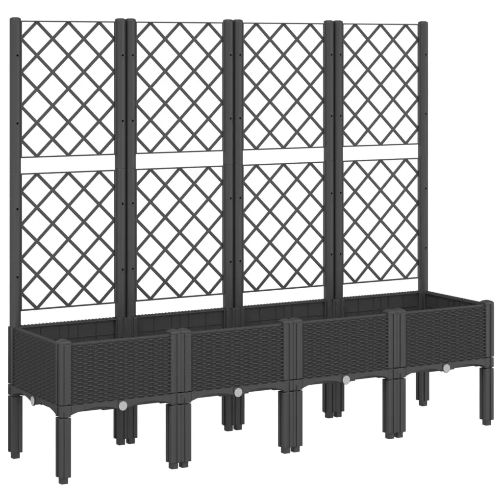 Fioriera da Giardino con Traliccio Nera 160x40x142 cm in PP 367933