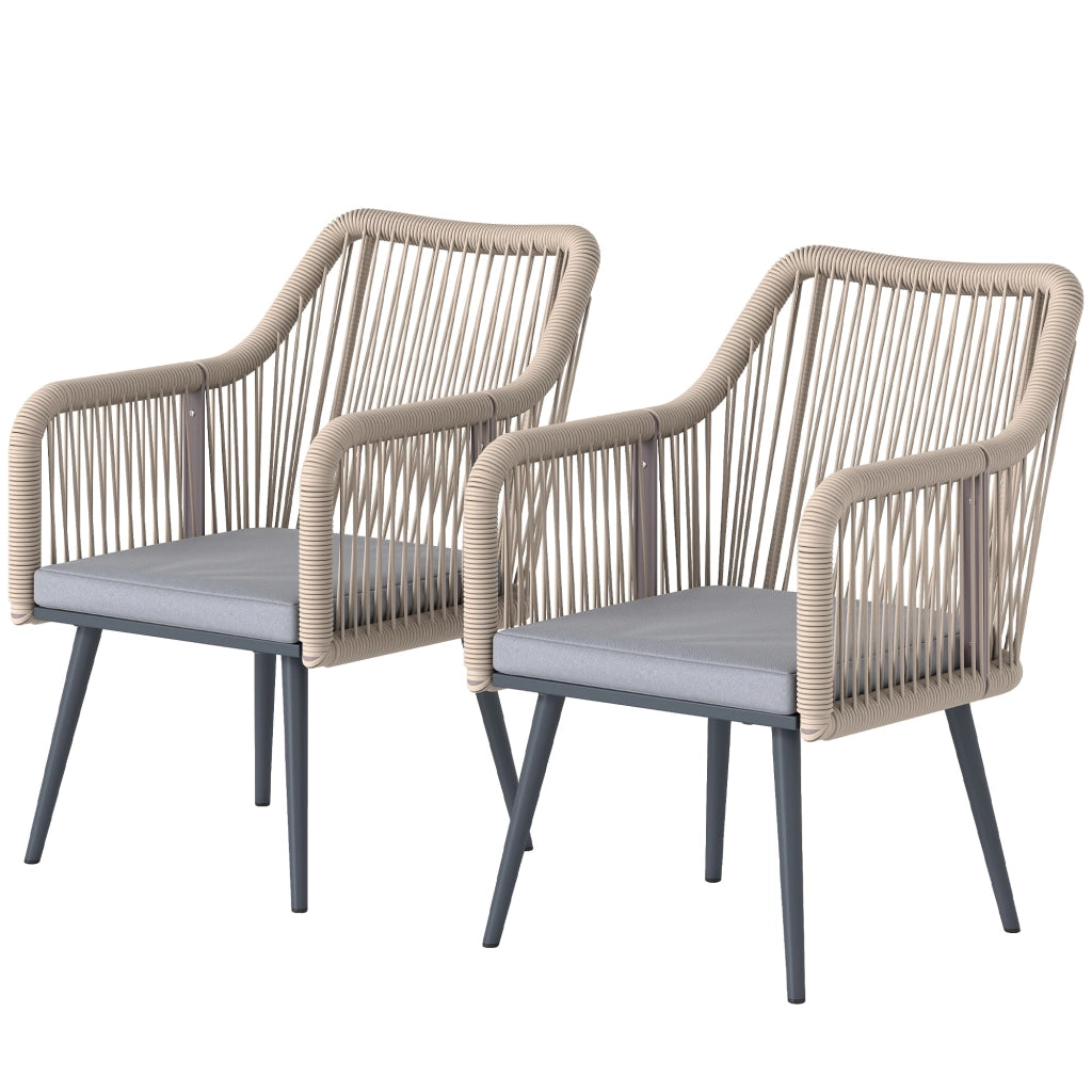 Set di 2 Sedie da Giardino con Braccioli e Cuscini ¨C Zephmum ¨C Telaio in Metallo Grigio Chiaro 120 kg