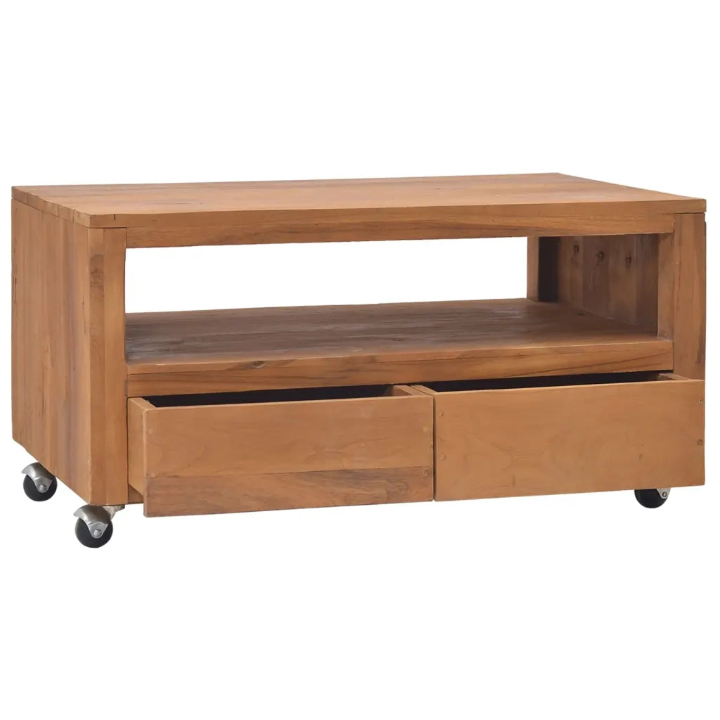 Mobile Porta TV con Ruote 80x50x42 cm in Legno Massello di Teak cod mxl 14159