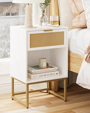 Nottorno moderno in rattan - 1 pezzo - bianco