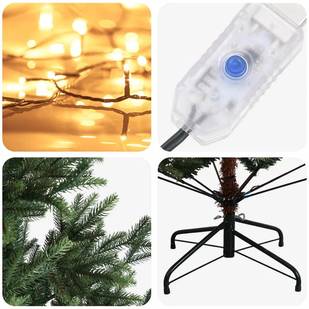 Albero di Natale Artificiale con Rami Pieghevoli 240 cm 300 LED 3466281