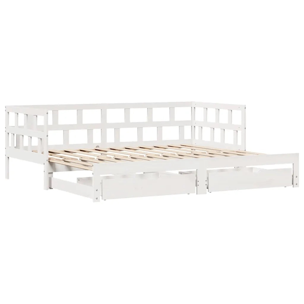 Letto Estraibile con Cassetti senza Materasso Bianco 80x200 cm