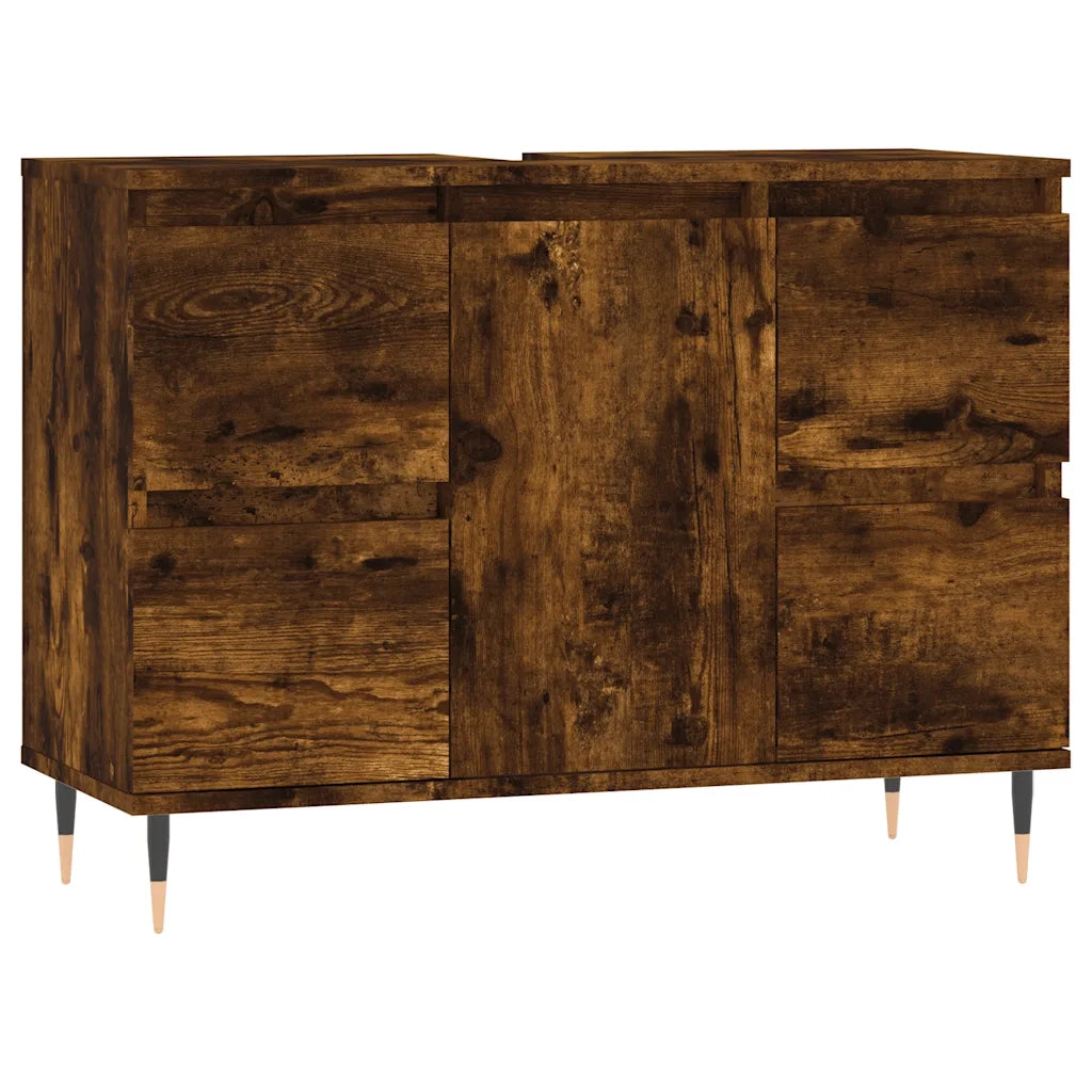 Armadietto Bagno Rovere Fumo 80x33x60 cm in Legno Multistrato 831649