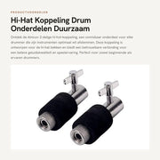Set di collegamento 2-in-1 - Collegamento Hi-Hat - Kit di ricambio - Adatto per cavo di trazione 6 mm - Duraturo nel tempo - Lega di alluminio argentato/nero - Collegamento per tamburi
