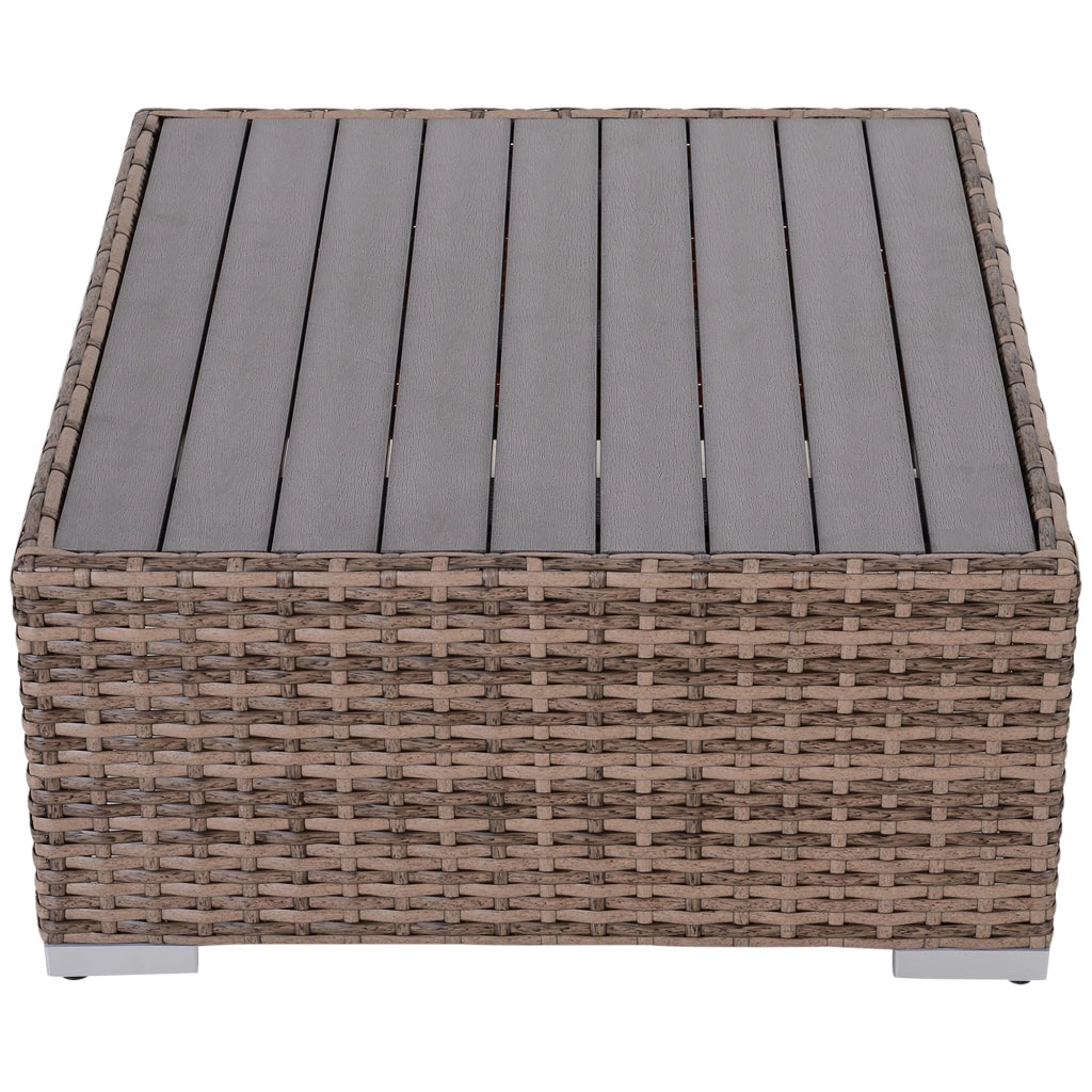 Set da Giardino Divano Modulabile e Tavolino in Rattan Grigio