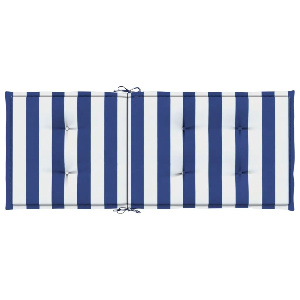 Cuscini Sedia Schienale Alto 4 pz Strisce Bianche e Blu Tessuto 361254