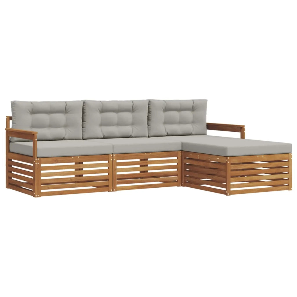 Set di divani da esterno con cuscino Grigio Naturale e Chiaro