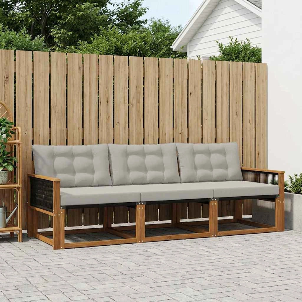 Set di divani da esterno 3 pz Naturale e Grigio Chiaro 3381215