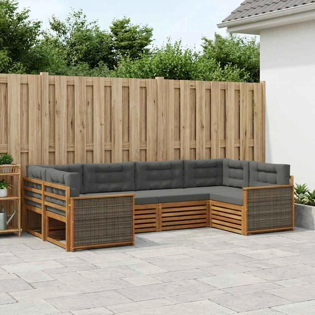 Set di divani da esterno 6 pz Naturale e Antracite 3383770