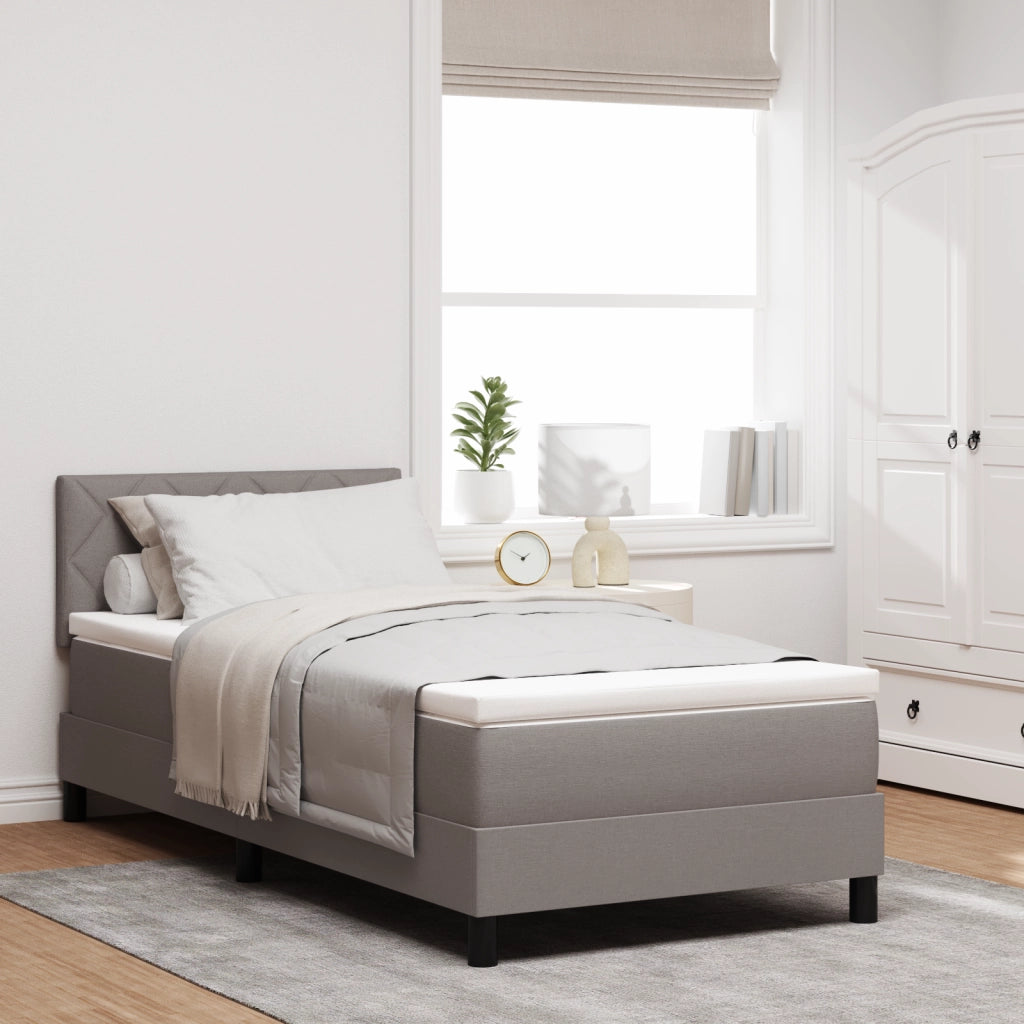 Letto Box Spring con Materasso & LED Taupe 90x190 cm Tessuto
