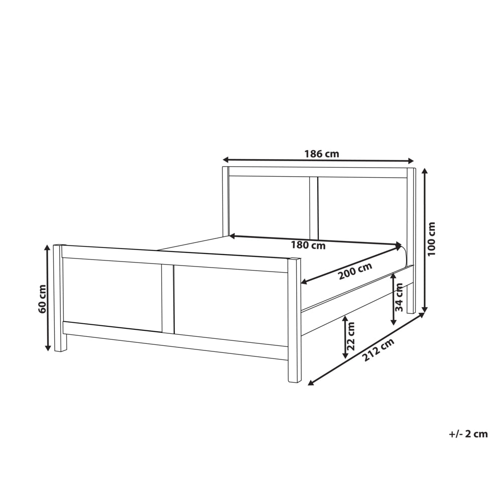 Letto Matrimoniale con Testiera Struttura a Doghe in marrone chiaro 180 x 200 cm stile moderno