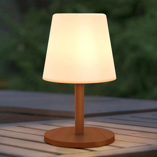Lampada da Tavolo LED Senza Fili - Bianco Caldo e Freddo - Ricaricabile - Bambù