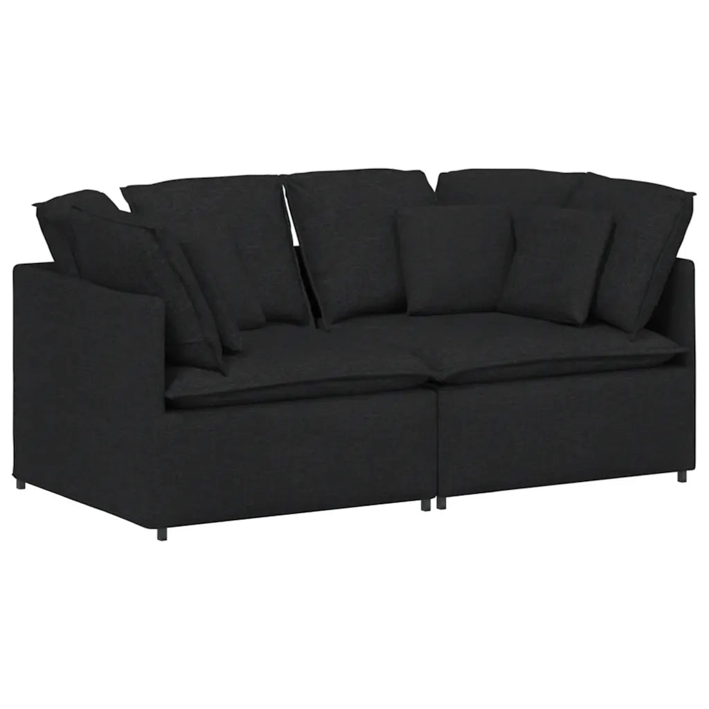 Divano | Divano da soggiorno | Sofa Modulare con Cuscini in Tessuto Nero