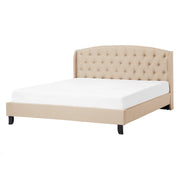 Letto a doghe Beige Poliestere Tessuto Imbottito Poggiatesta Trapiantato 140 x 200 cm Doppia Dimensione Design Moderno