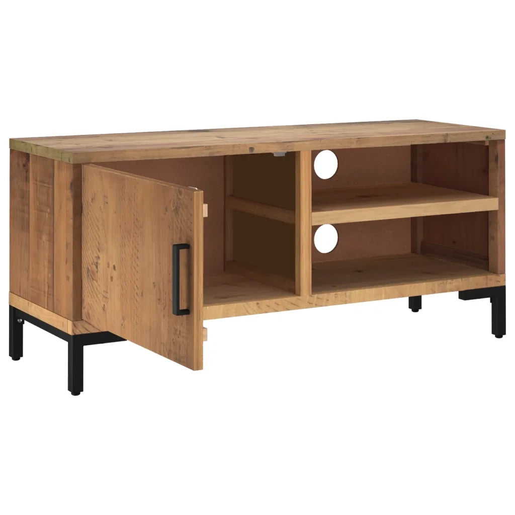 Mobile TV Marrone 90x30x40 cm Legno Massello di Pino Riciclato