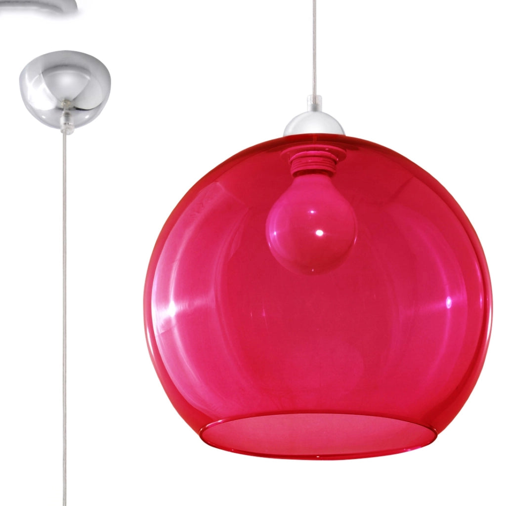 Lampada sospensione Rotund rossa vetro E27 Pure Lume