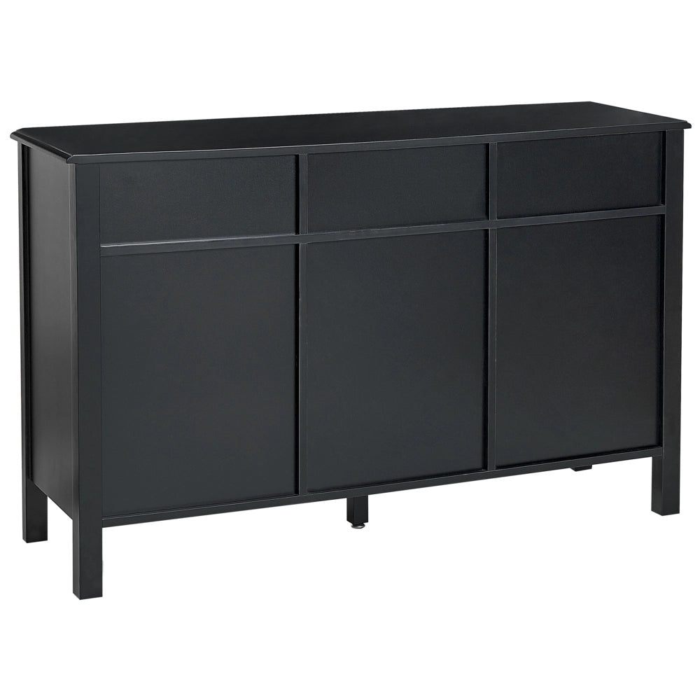 Credenza a tre ante MDF cassetti nero e pomelli oro madia comò moderno soggiorno corridoio camera da letto