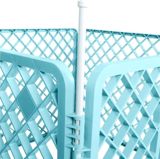 Casa per Animali, Scatola con 4 pannelli e 1 porta in plastica chiusura, L90 x D90 x H60 cm, Antiscivolo, BPA libero, Per Gatti, Cani, H-604, Blu
