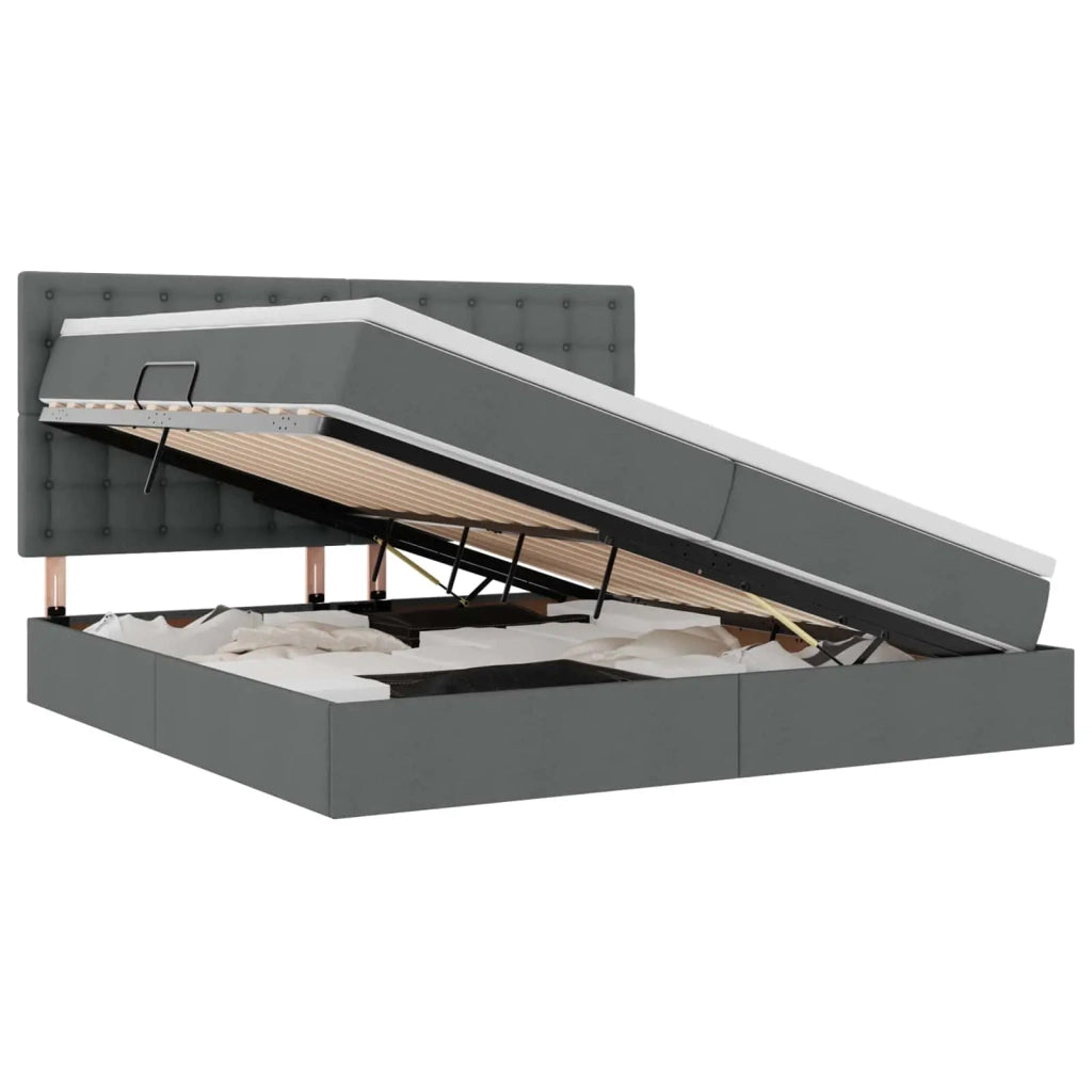 Letto con contenitore LED e materasso Grigio Scuro 200 x 200 cm