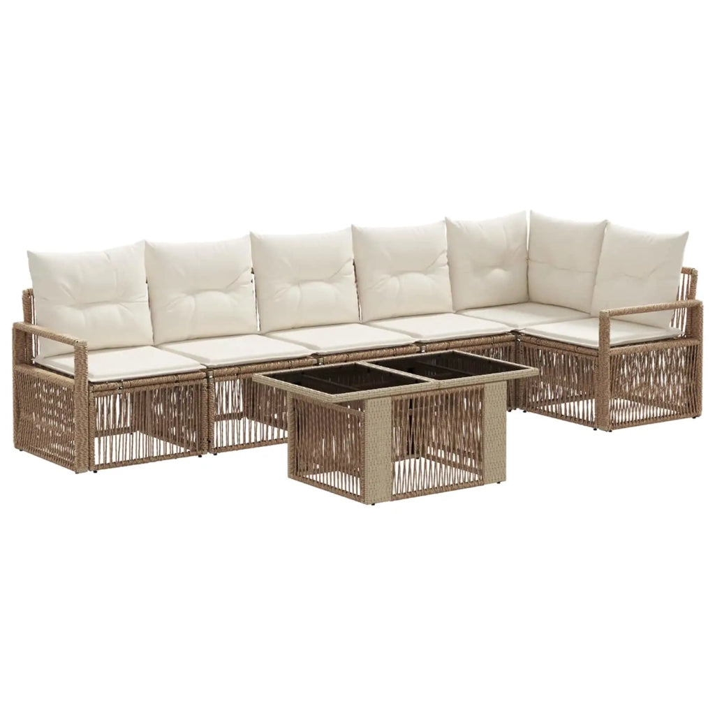 Set Divano da Giardino 7 pz Beige e Bianco Crema polyrattan 3437100