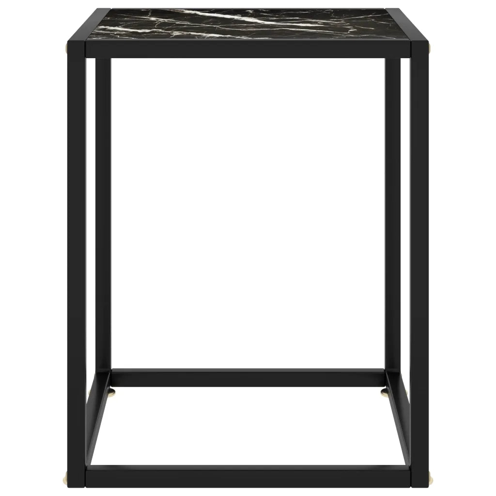 Tavolino da Salotto Nero e Vetro Nero Marmorizzato 40x40x50 cm  cod mxl 59565