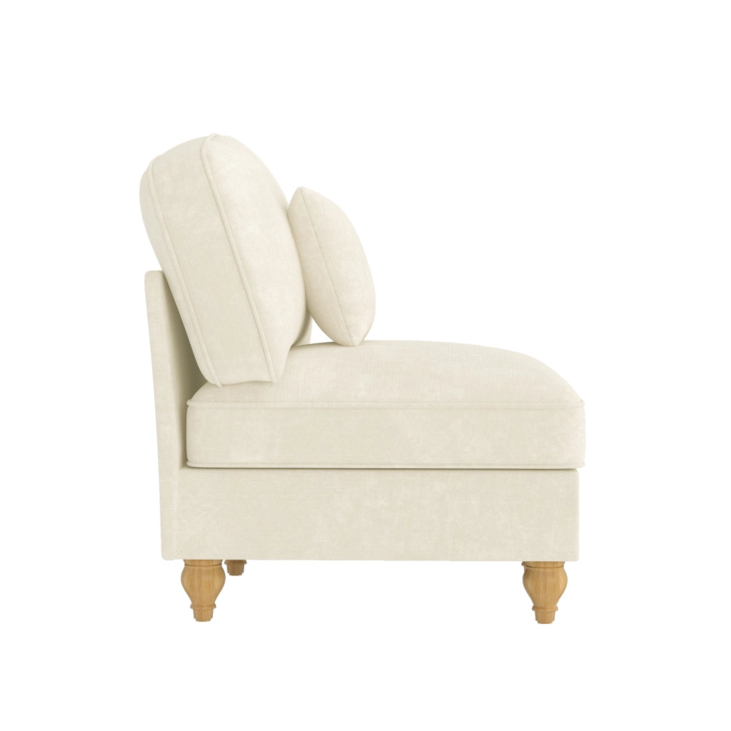 Divano senza braccioli con gonna rimovibile e cuscino design trasformabile in chenille bianco 79 × 75 × 23 cm