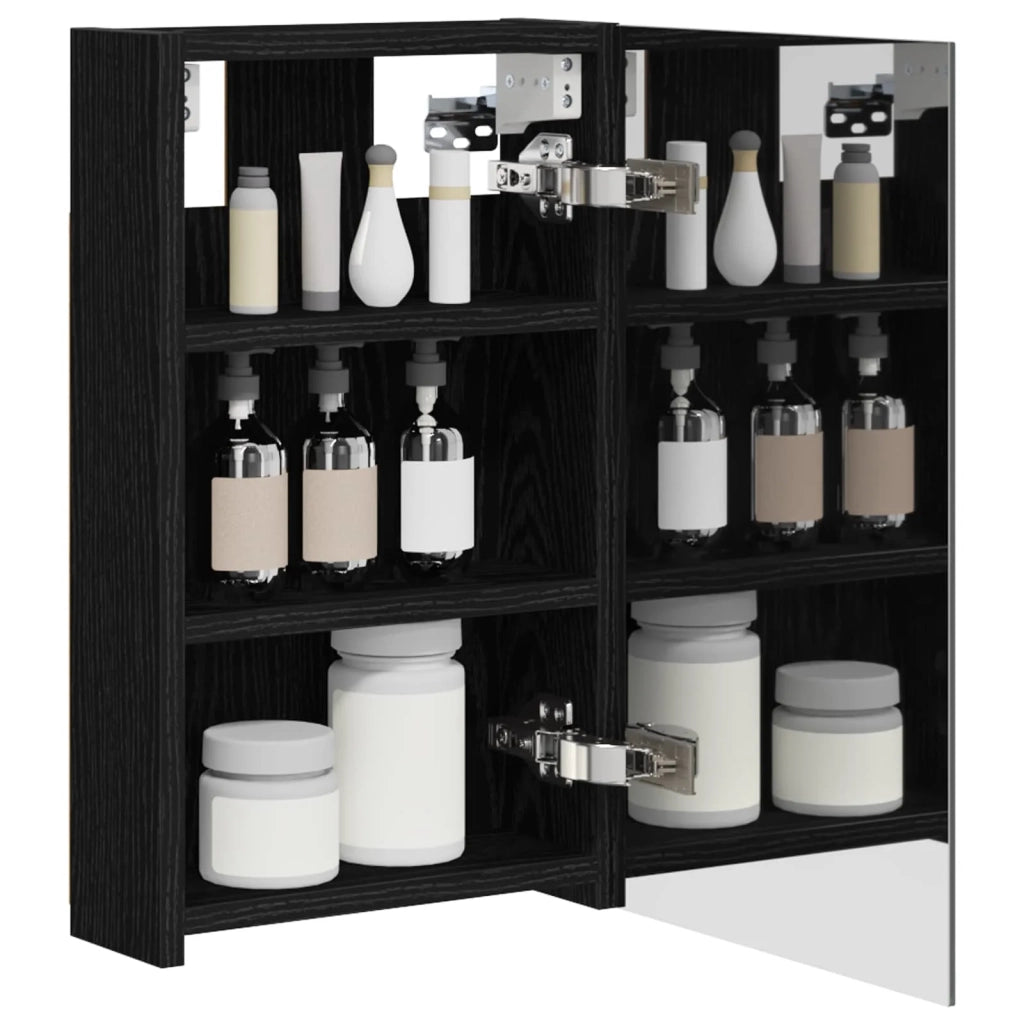 Mobiletto per specchio da bagno Rovere Nero 30 x 10,5 x 50 cm