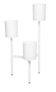 Fioriera con 3 Porta Vasi 51,5x48x91 cm in Polipropilene e Legno Bianco