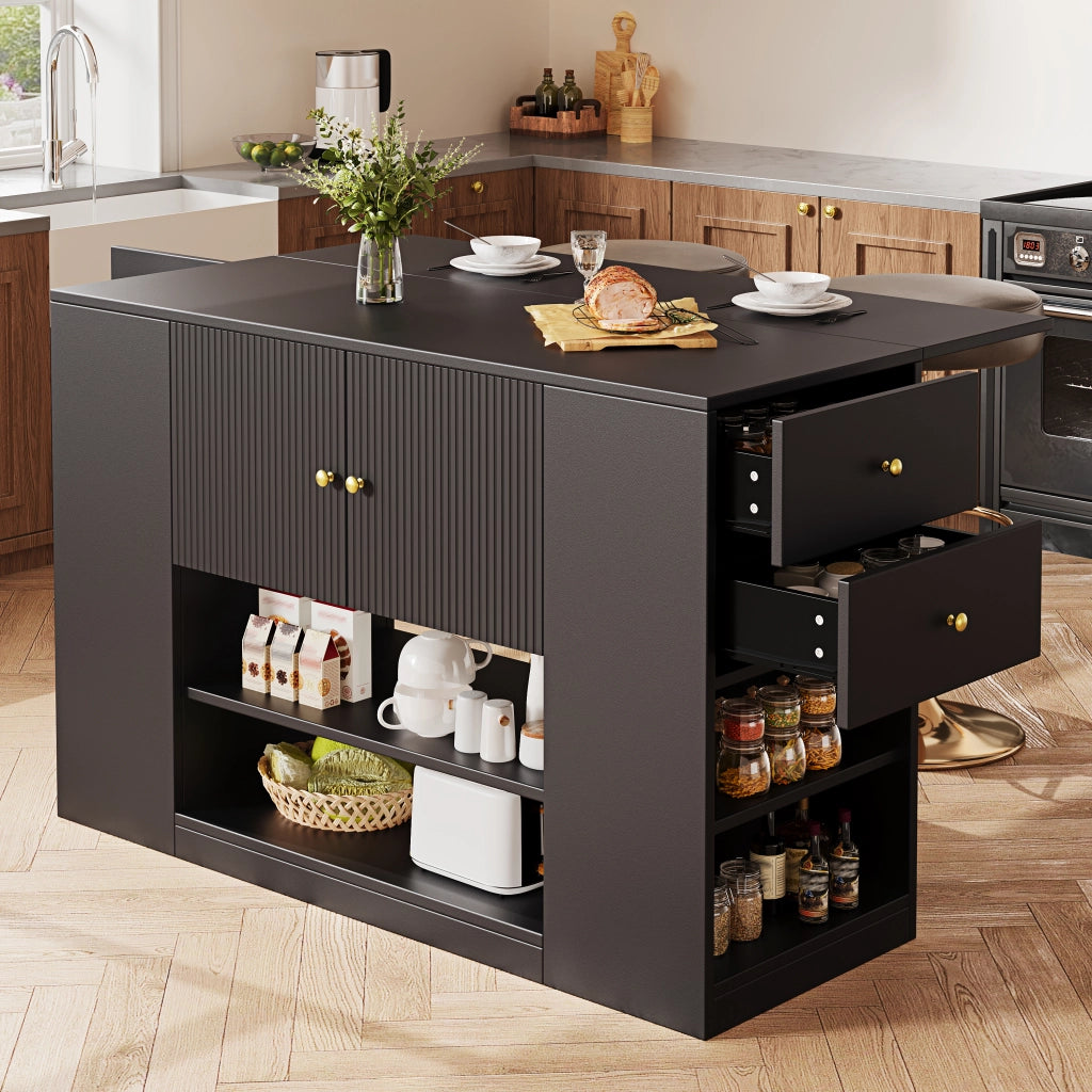 ISOLA CUCINA Pieghevole 140x40x90 cm MDF Nero