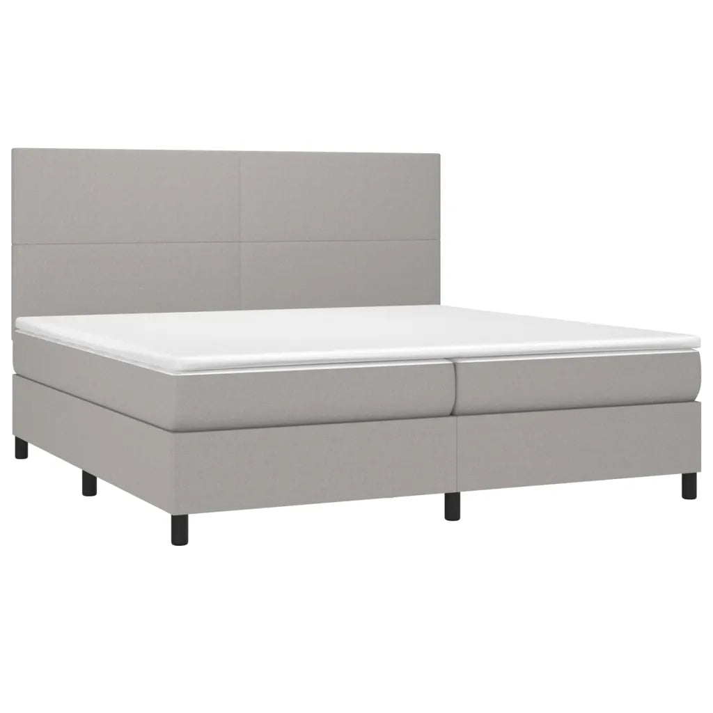 Letto a Molle Materasso e LED Grigio Chiaro 200x200 cm Tessuto cod mxl 63385