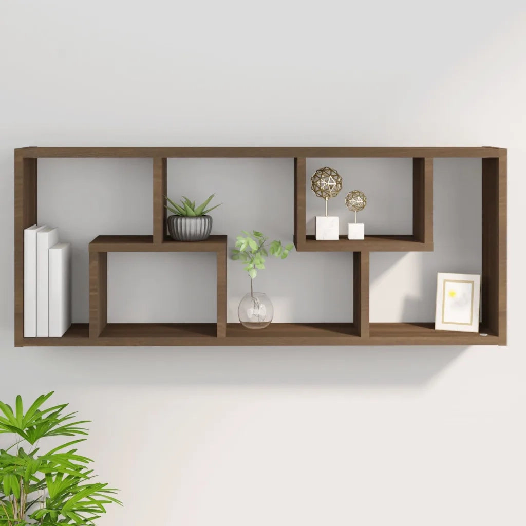 Mensola a Muro | Mensola a parete Rovere Marrone 36x16x90 cm in Legno Multistrato