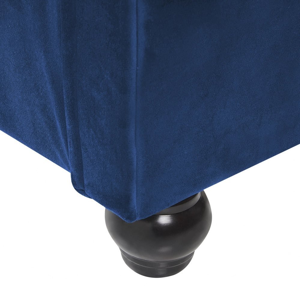 Letto Rivestimento in velluto blu Gambe in legno Nero 160 x 200 cm capitonnè Glam