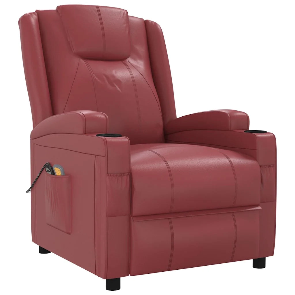 Divano Sedia-Poltrona Massaggio Elettrica Rosso Vino Similpelle 956529