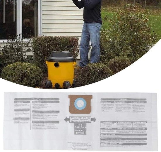 Sacchetto per aspirapolvere 3 pezzi - Accessorio di ricambio - Adatto per Shop-Vac 90661/906-61 - Materiale Vezel duraturo - Leggero - Comfort allergie - Sacchetto per aspirapolvere