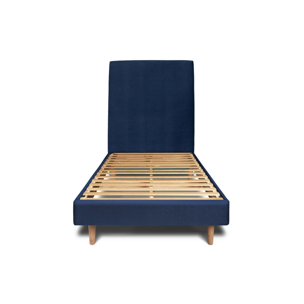 Letto 90x200 cm con testata imbottita - Tessuto velluto