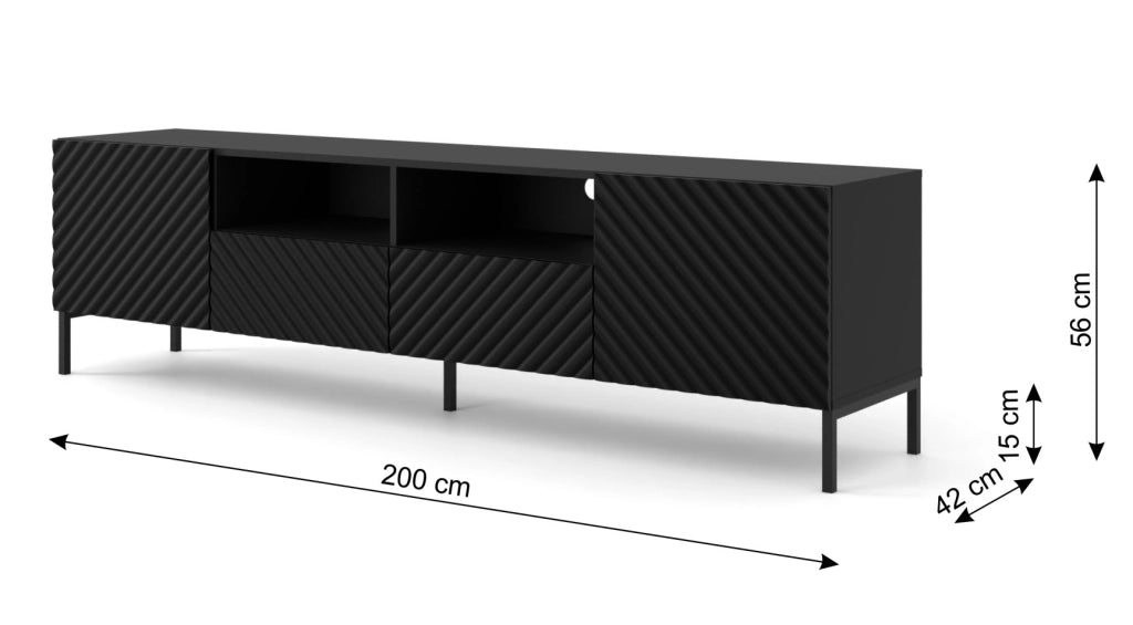 PORTA TV SURF 200 2D2S NERO OPACO GAMBE NERE