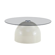 Tavolino da salotto rotondo con piano in vetro temperato e base in acciaio al carbonio; grigio; Ø 70 × 30 cm