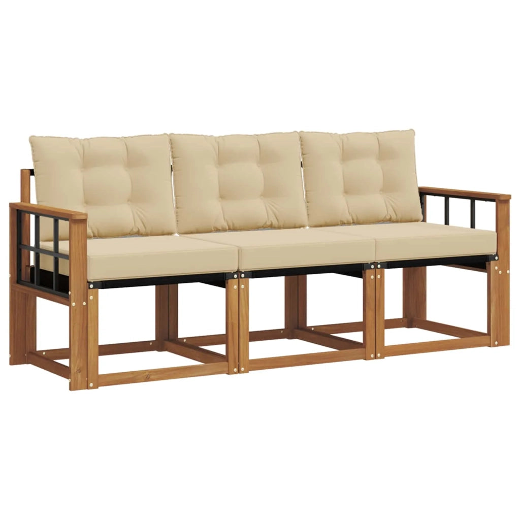 Set di divani da esterno con cuscino 3 pcs Naturale e Beige 3368360