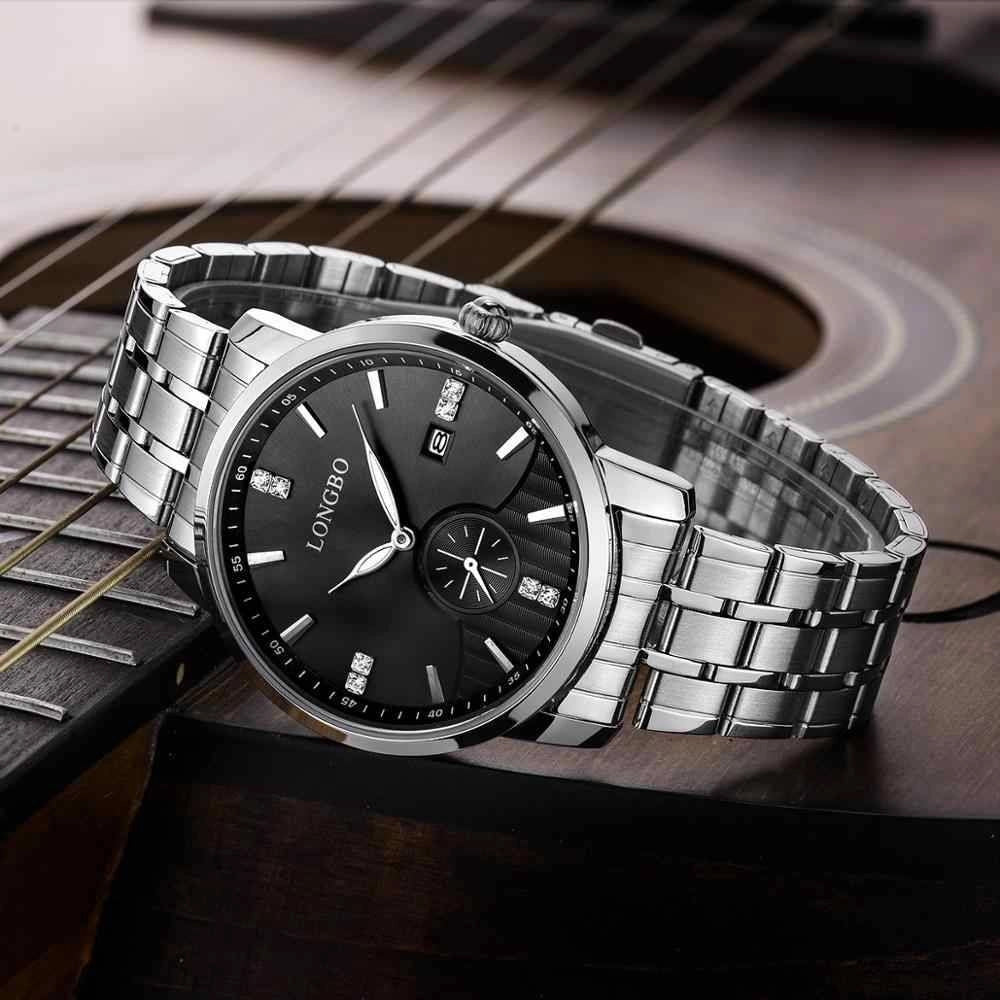 Trade Shop - Orologio Uomo Donna Longbo 80436 Analogico Data Impermeabile Acciaio Silver Nero -