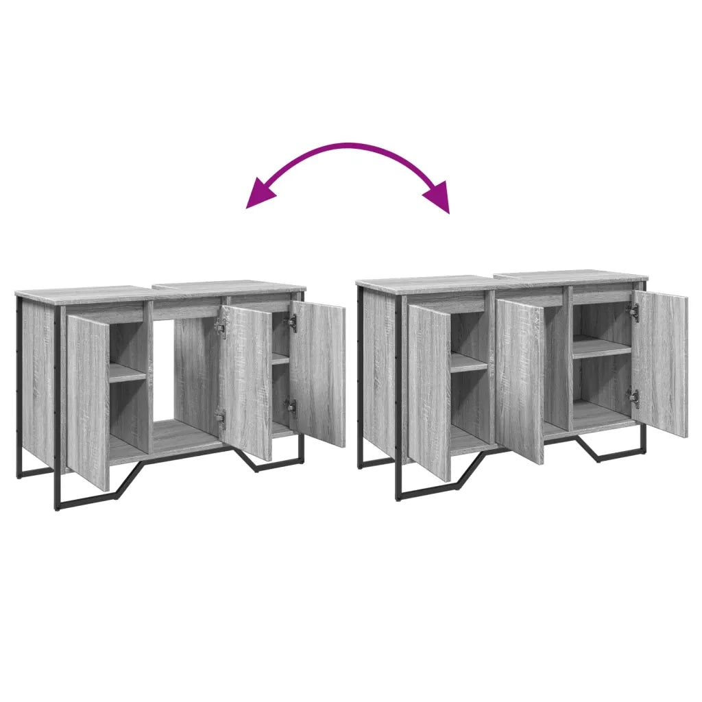 Mobile Lavabo Bagno Grigio Sonoma 91x35x60 cm in Truciolato