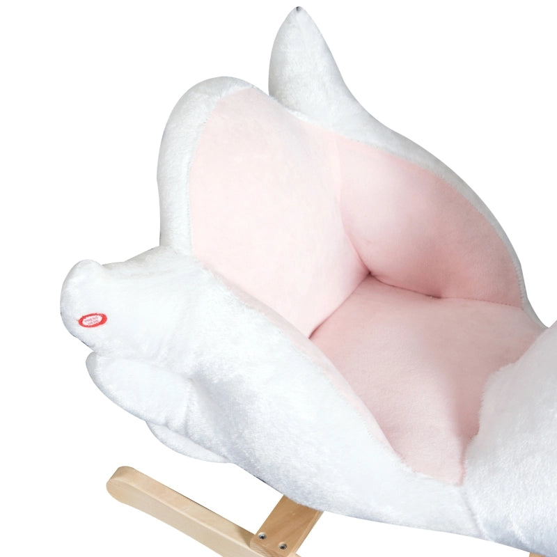 Cavallo a dondolo per bambini, rosa e bianco, morbido animale a dondolo, giocattolo per la cameretta dei bambini, 60x32x55 cm